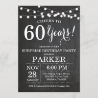 Surprise 60th Birthday Invitation Chalkboard