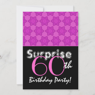 SURPRISE 60th Birthday Magenta Stars Invitation