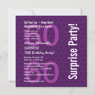 SURPRISE 60th Birthday Modern Purple White Y093 Invitation