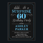 Surprise 60th Birthday Party - Black Blue Invitation<br><div class="desc">Surprise 60th Birthday Party Invitation.
Simple classy design in black,  light blue and white. Features elegant script font.  Surprise bday celebration for man or woman. Can be customized into any age!</div>