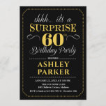 Surprise 60th Birthday Party - Black Gold Invitation<br><div class="desc">Surprise 60th Birthday Party Invitation.
Simple classy design in black gold and white. Features elegant script font.  Surprise bday celebration for man or woman. Can be customised into any age!</div>