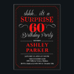 Surprise 60th Birthday Party - Black Red White Invitation<br><div class="desc">Surprise 60th Birthday Party Invitation.
Simple classy design in black red and white. Features elegant script font.  Surprise bday celebration for man or woman. Can be customised into any age!</div>