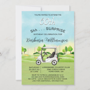 SURPRISE 60th Birthday Party Lady Golfer Theme Invitation