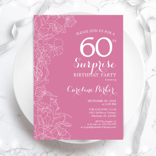 Surprise 60th Birthday Party - Pink Floral Invitation