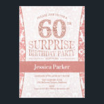 Surprise 60th Birthday Party - Rose Gold White Invitation<br><div class="desc">Surprise 60th Birthday Party Invitation in white and rose gold.
Elegant invite card with faux glitter rose gold and diamonds. Classic design perfect for an stylish party.
Please message me if you need a custom age.</div>