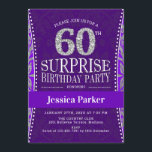 Surprise 60th Birthday Party - Silver Purple Invitation<br><div class="desc">Surprise 60th Birthday Party Invitation
Elegant design in purple and faux glitter silver.</div>