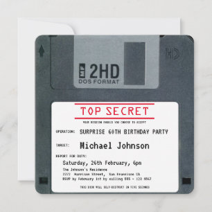 Surprise 60th Birthday Party Top Secret 80s Disc Invitation
