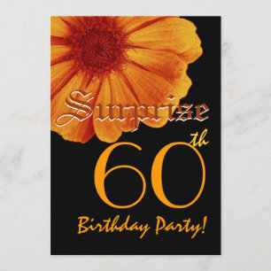 SURPRISE 60th Birthday Template Gold Orange Daisy