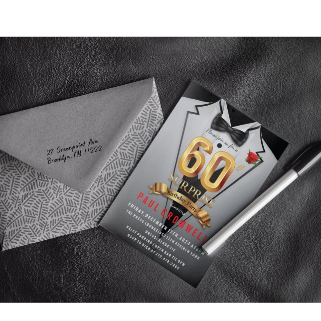 Surprise 60th Birthday Tuxedo Invitation (Creator Uploaded)