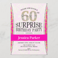 Surprise 60th Birthday - White Gold Pink