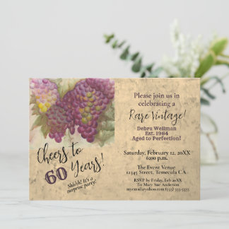Surprise 60th Birthday Wine Themed Invitation
