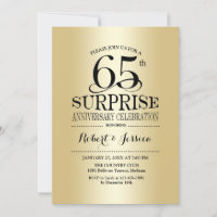 Surprise 65th Wedding Anniversary - Gold