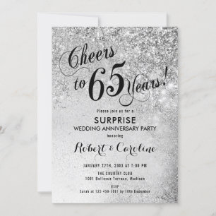 Surprise 65th Wedding Anniversary - Silver Invitation