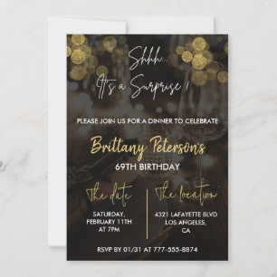 Surprise 69th birthday invitations Glam Glitter