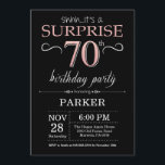 Surprise 70th Birthday Black and Rose Pink Gold Invitation<br><div class="desc">Surprise 70th Birthday Invitation with Black and Rose Pink Gold Glitter Background. Chalkboard. Adult Birthday. Men or Women Bday Invite. Any age. For further customisation,  please click the "Customise it" button and use our design tool to modify this template.</div>