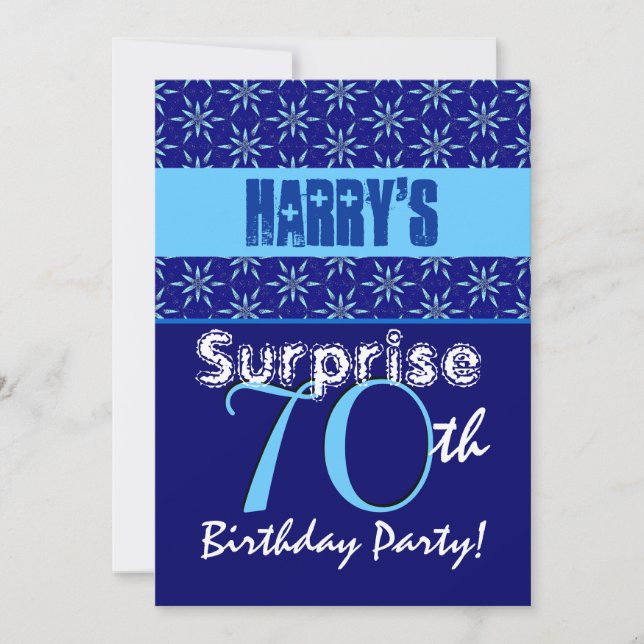 SURPRISE 70th Birthday Blue Stars W1430 Invitation (Front)