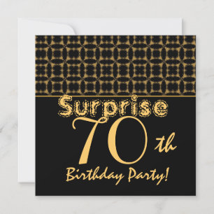 SURPRISE 70th Birthday Gold and Black Vintage V001 Invitation