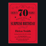 Surprise 70th Birthday Invitation Black and Red<br><div class="desc">Surprise 70th Birthday Invitation Black and Red Typography. Black and Red Background. Adult Birthday. Male Men or Women Birthday. Kids Boy or Girl Lady Teen Teenage Bday Invite. 13th 15th 16th 18th 20th 21st 30th 40th 50th 60th 70th 80th 90th 100th. Any Age. For further customisation, please click the "Customise...</div>