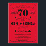 Surprise 70th Birthday Invitation Black and Red<br><div class="desc">Surprise 70th Birthday Invitation Black and Red Typography. Black and Red Background. Adult Birthday. Male Men or Women Birthday. Kids Boy or Girl Lady Teen Teenage Bday Invite. 13th 15th 16th 18th 20th 21st 30th 40th 50th 60th 70th 80th 90th 100th. Any Age. For further customisation, please click the "Customise...</div>