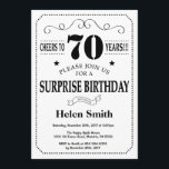 Surprise 70th Birthday Invitation Black and White<br><div class="desc">Surprise 70th Birthday Invitation Black and White Typography. Black and White Background. Adult Birthday. Male Men or Women Birthday. Kids Boy or Girl Lady Teen Teenage Bday Invite. 13th 15th 16th 18th 20th 21st 30th 40th 50th 60th 70th 80th 90th 100th. Any Age. For further customisation, please click the "Customise...</div>