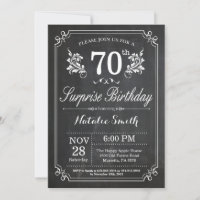 Surprise 70th Birthday Invitation Chalkboard
