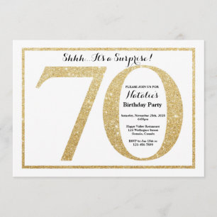 Surprise 70th Birthday Invitation Gold Glitter