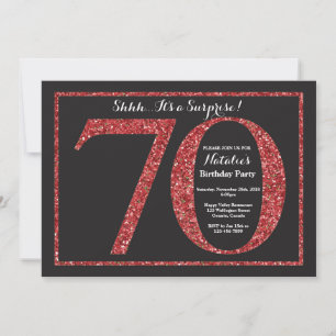 Surprise 70th Birthday Invitation Red Glitter