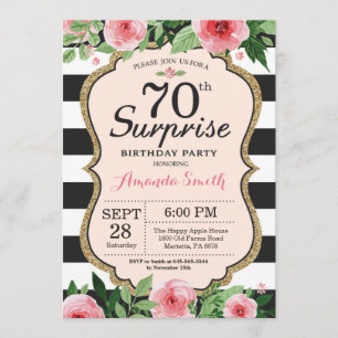 Surprise 70th Birthday Invitation Women Floral