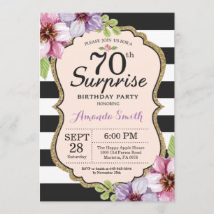 Surprise 70th Birthday Invitation Women Floral