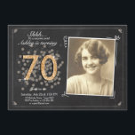 Surprise 70th birthday invite Chalkboard vintage<br><div class="desc">♥ A perfect way to invite your guests to this special birthday party! For a 70th birthday party. Check out the collection for other ages!</div>