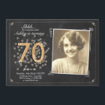 Surprise 70th birthday invite Chalkboard vintage<br><div class="desc">♥ A perfect way to invite your guests to this special birthday party! For a 70th birthday party. Check out the collection for other ages!</div>