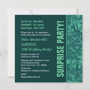 SURPRISE 70th Birthday Modern Teal Forest Green Invitation