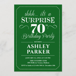 Surprise 70th Birthday Party - Green White Invitation