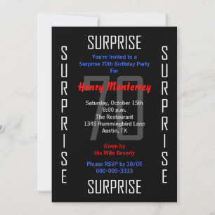 Surprise 70th Birthday Party Invitation 70