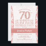 Surprise 70th Birthday Party - Rose Gold White Invitation<br><div class="desc">Surprise 70th Birthday Party Invitation in white and rose gold.
Elegant invite card with faux glitter rose gold and diamonds. Classic design perfect for an stylish party.
Please message me if you need a custom age.</div>