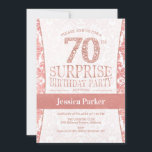 Surprise 70th Birthday Party - Rose Gold White Invitation<br><div class="desc">Surprise 70th Birthday Party Invitation in white and rose gold.
Elegant invite card with faux glitter rose gold and diamonds. Classic design perfect for an stylish party.
Please message me if you need a custom age.</div>