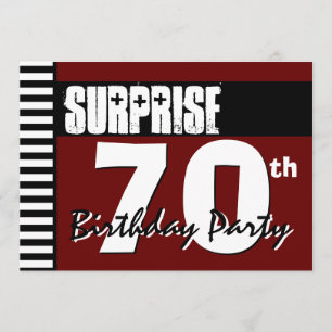Surprise 70th Birthday Red and Black V02 Invitation