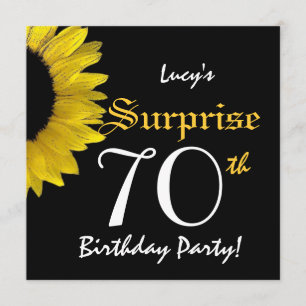 SURPRISE 70th Birthday Yellow Sunflower W1777 Invitation
