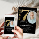 Surprise 70th Black Gold Birthday Invitation Photo<br><div class="desc">Designed for our Birthday Invitations with Photo collection,  this customisable Invitation Card features an editable photo section,  gold numbers & handwriting decorative fonts. Matching items available.</div>