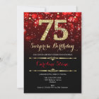 Surprise 75th Birthday - Black Red Gold