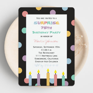 Surprise 75th Birthday Party Colourful and Fun Invitation
