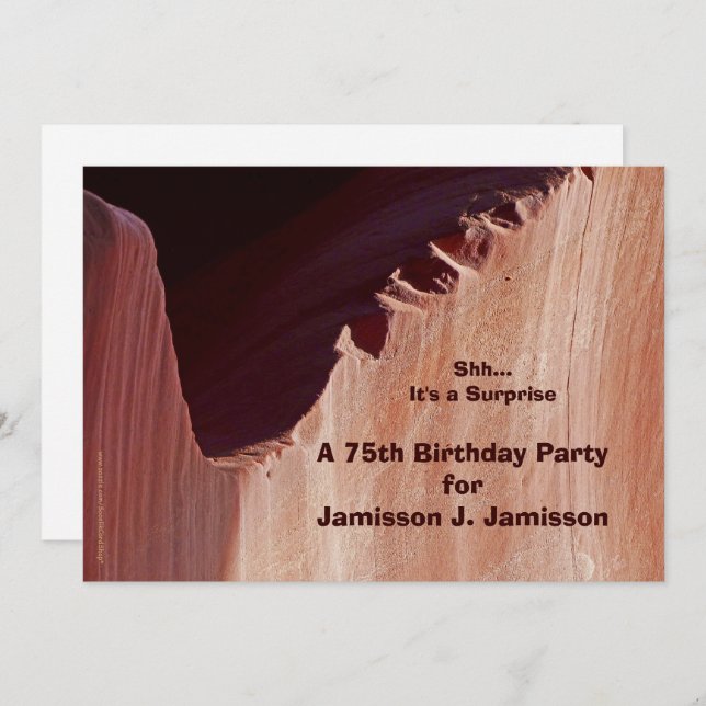 Surprise 75th Birthday Party Invitation Canyon (Front/Back)