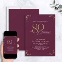 Surprise 80 & Fabulous Burgundy & Gold Birthday