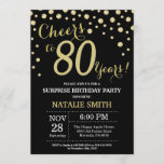 Surprise 80th Birthday Black and Gold Diamond Invitation<br><div class="desc">Surprise 80th Birthday Invitation with Black and Gold Glitter Diamond Background. Gold Confetti. Adult Birthday. Male Men or Women Birthday. For further customisation,  please click the "Customise it" button and use our design tool to modify this template.</div>