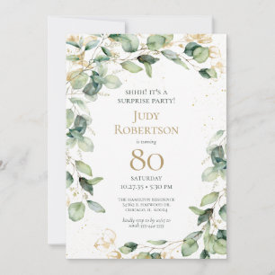 Surprise 80th Birthday Eucalyptus Invitation