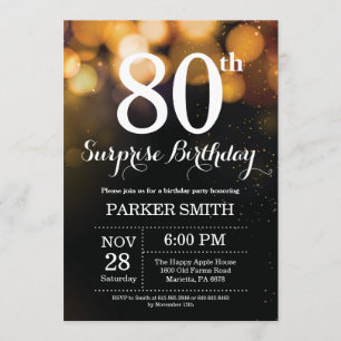 Surprise 80th Birthday Invitation Gold Glitter