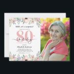 Surprise 80th Birthday Party Elegant Floral Photo Invitation<br><div class="desc">This surprise 80th birthday party invitation showcases an elegant watercolor floral border adorning the top and bottom and offers space for a photo of the honoree. The soft pastel hues of peach and purple offer a delicate and feminine charm,  perfect for a woman's birthday celebration.</div>
