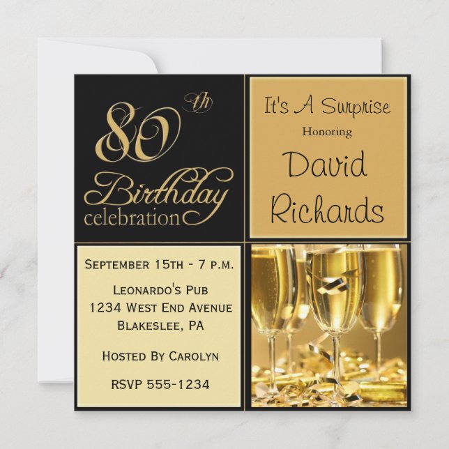 Surprise 80th Birthday Party Invitations (Front)