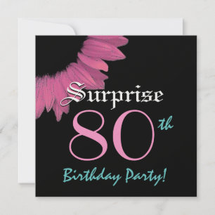 SURPRISE 80th Birthday Party Pink Sunflower Invitation
