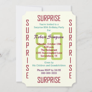 Surprise 80th Birthday Party Ticket 80 Invitation